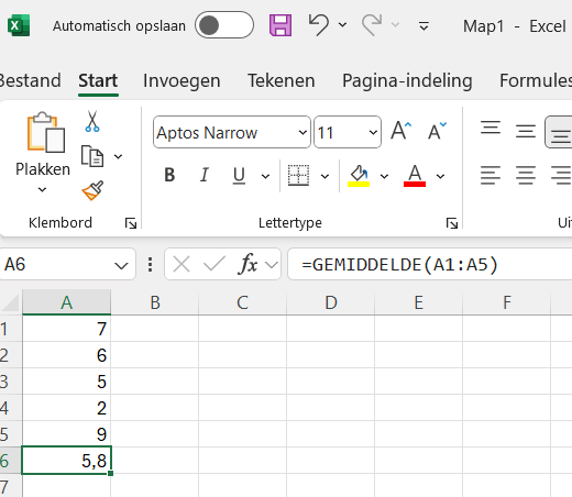 berekeningen maken in Excel