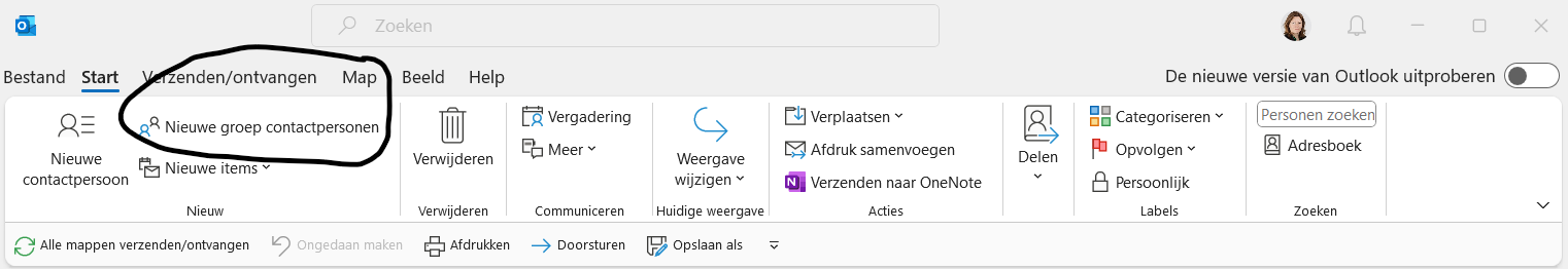 hoe maak ik een groep aan in outlook